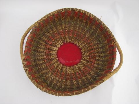 photo of vintage Seminole coiled pine needle sewing basket or kitchen fruit bowl #2