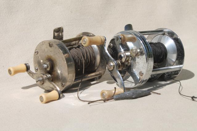 photo of vintage Shakespeare Tackle Co fishing reels, Pflueger Trump  1943 & Criterion 1960 #1