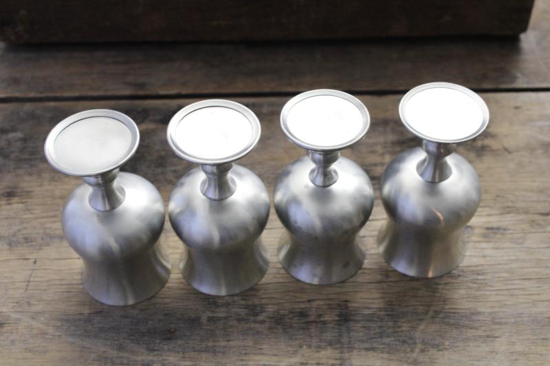 photo of vintage Sheffield English pewter goblets, stemmed wine glasses set of four #3