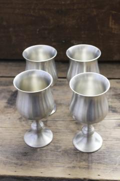 catalog photo of vintage Sheffield English pewter goblets, stemmed wine glasses set of four