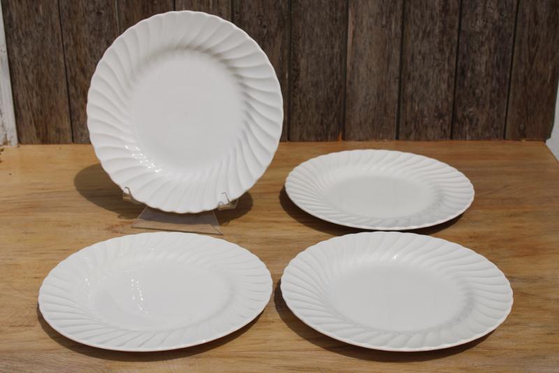 photo of vintage Sheffield USA bone white fluted china dinner plates set of four #1