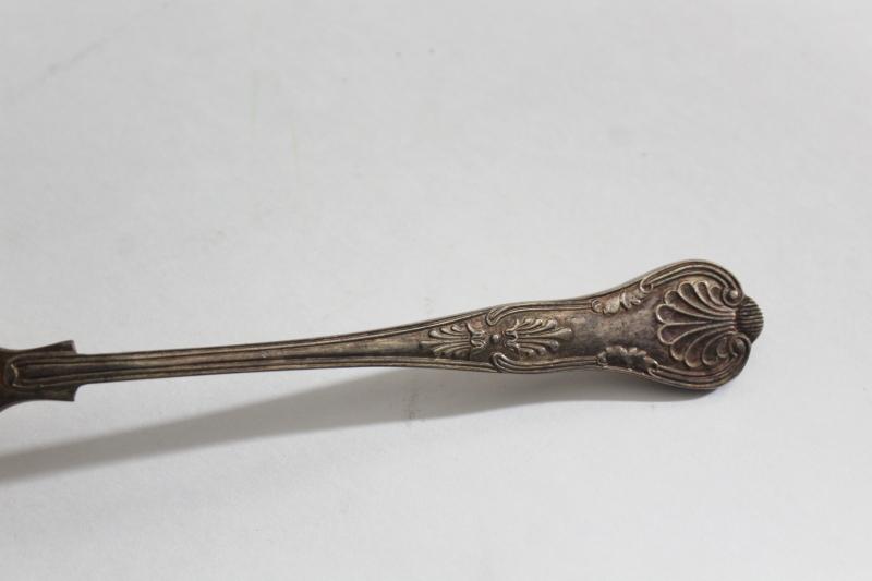 photo of vintage Sheffield silver plate berry spoon scoop w/ embossed fruit shell pattern #4