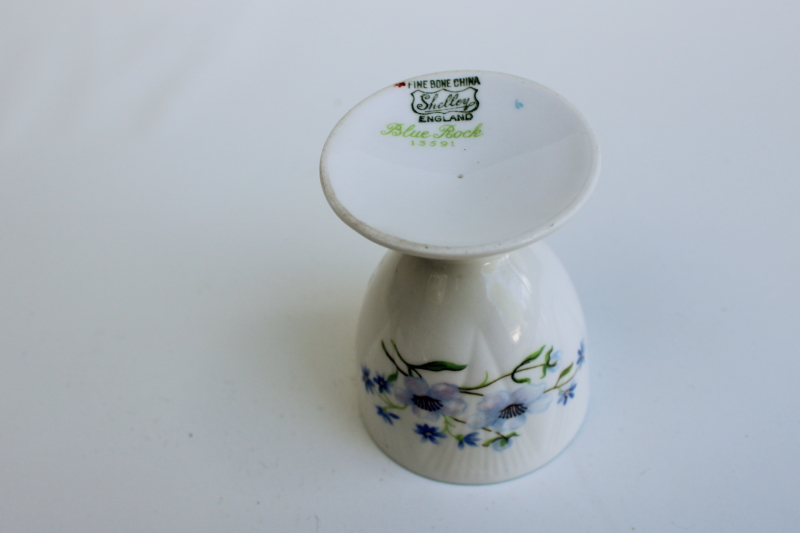 photo of vintage Shelley England fine bone china egg cup, Dainty Blue Rock floral #3