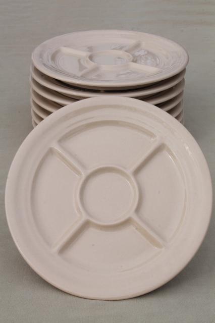 photo of vintage Shenango China adobe brown ironstone, divided dinner plates #3