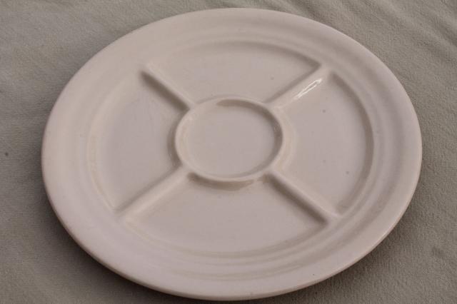 photo of vintage Shenango China adobe brown ironstone, divided dinner plates #4