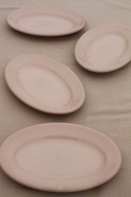 photo of vintage Shenango China adobe brown ironstone, oval steak dinner plates, surf & turf platters #1