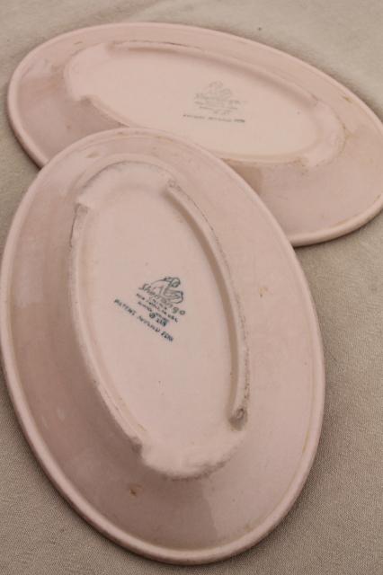 photo of vintage Shenango China adobe brown ironstone, oval steak dinner plates, surf & turf platters #6