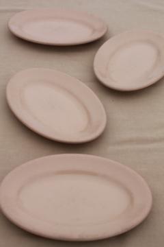 catalog photo of vintage Shenango China adobe brown ironstone, oval steak dinner plates, surf & turf platters