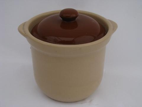 photo of vintage Shenango adobe tan / brown ironstone china, kitchen canister jar #1