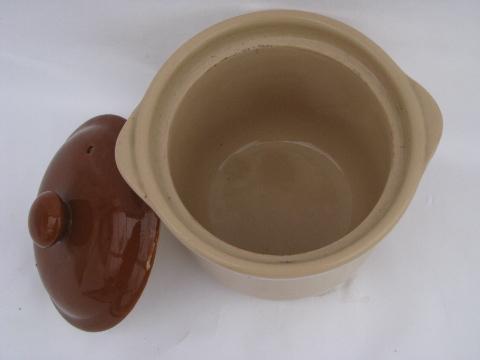 photo of vintage Shenango adobe tan / brown ironstone china, kitchen canister jar #2