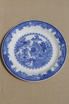 catalog photo of vintage Shenango blue willow restaurant ware, large round ironstone china plate / platter 