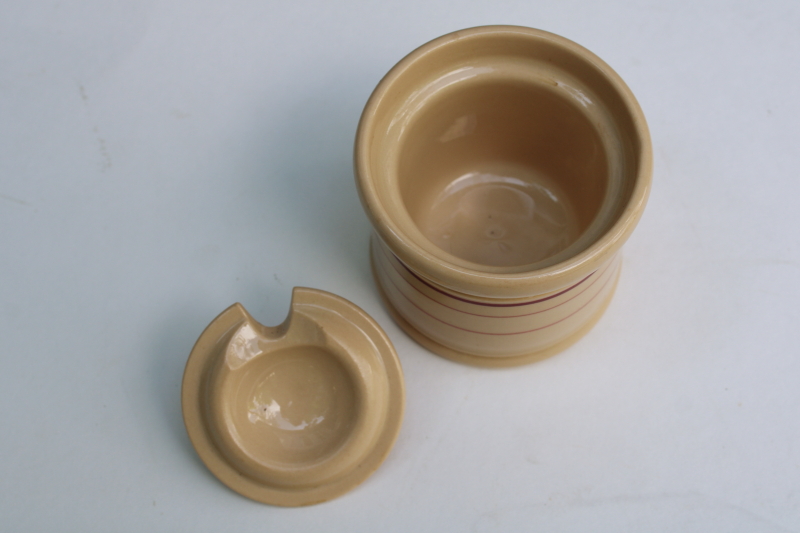 photo of vintage Shenango china Inca Ware desert tan ironstone jam jar or mustard pot w/ lid  #2