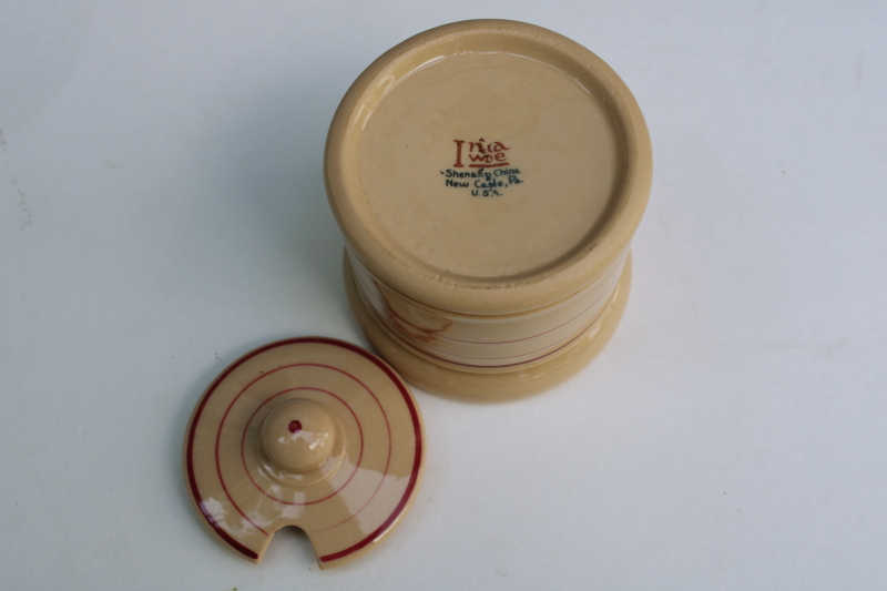 photo of vintage Shenango china Inca Ware desert tan ironstone jam jar or mustard pot w/ lid  #3