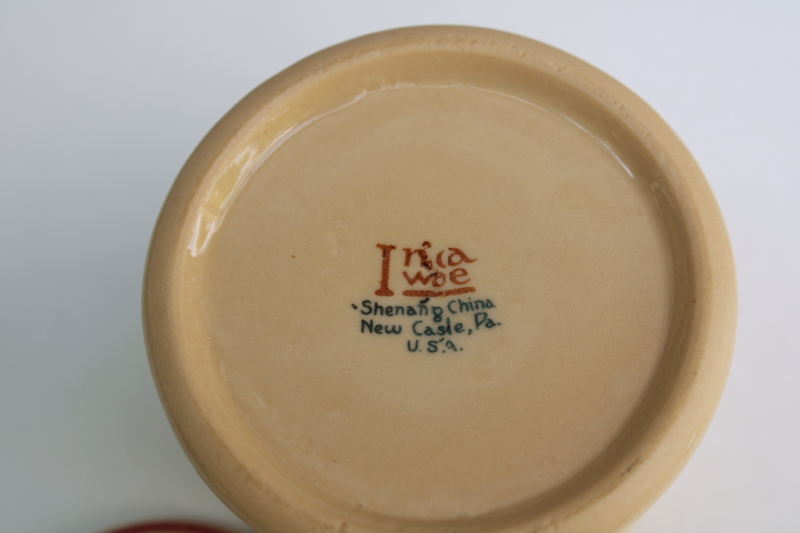 photo of vintage Shenango china Inca Ware desert tan ironstone jam jar or mustard pot w/ lid  #4