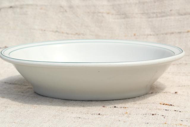 photo of vintage Shenango china green band white ironstone bowls, mid-century mod restaurantware #8