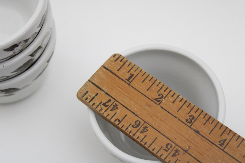 photo of vintage Shenango china white dogwood custard cups, small ramekin bowls restaurant ware ironstone #5