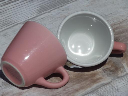 photo of vintage Shenango ironstone china coffee cups, retro diner mugs in pink! #3