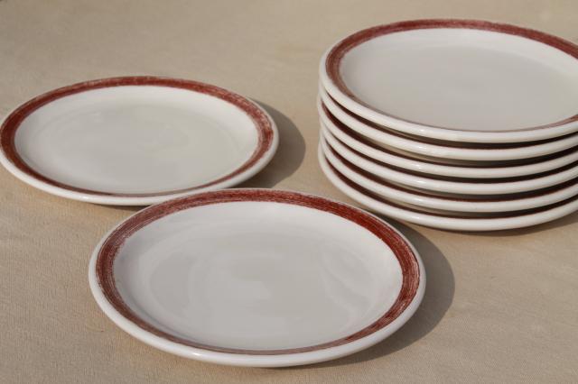 photo of vintage Shenango ironstone china ranch camp plates w/ rustic brown brushstroke border #1