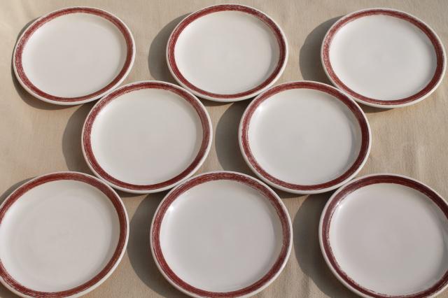 photo of vintage Shenango ironstone china ranch camp plates w/ rustic brown brushstroke border #2