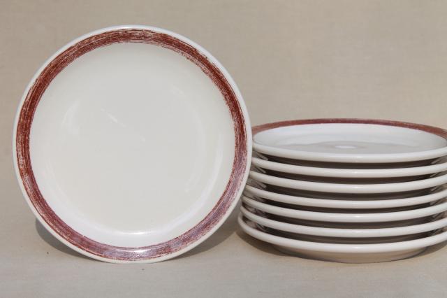 photo of vintage Shenango ironstone china ranch camp plates w/ rustic brown brushstroke border #3