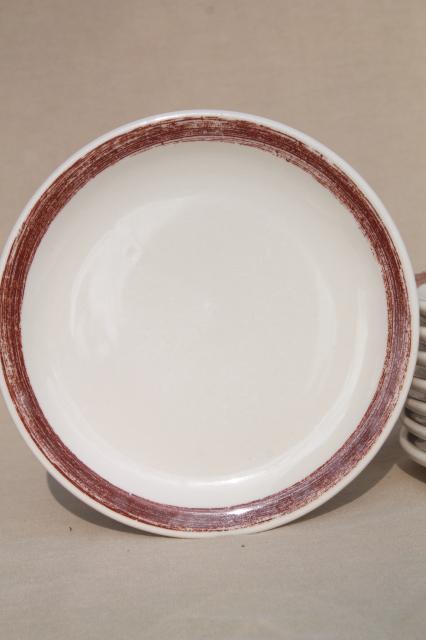 photo of vintage Shenango ironstone china ranch camp plates w/ rustic brown brushstroke border #4