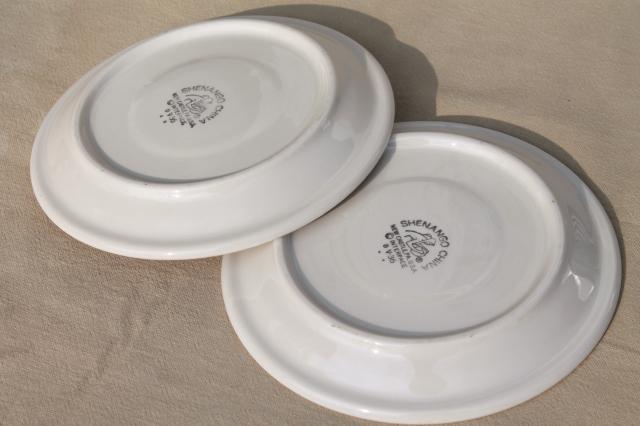 photo of vintage Shenango ironstone china ranch camp plates w/ rustic brown brushstroke border #7