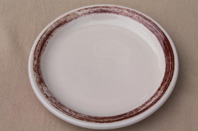 photo of vintage Shenango ironstone china ranch camp plates w/ rustic brown brushstroke border #4