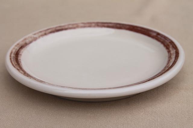 photo of vintage Shenango ironstone china ranch camp plates w/ rustic brown brushstroke border #6