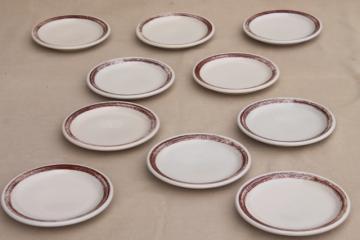 catalog photo of vintage Shenango ironstone china ranch camp plates w/ rustic brown brushstroke border