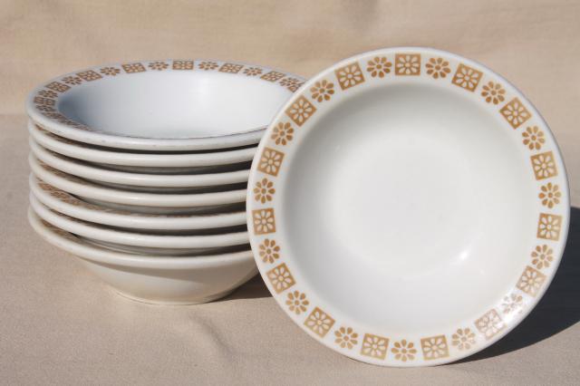 photo of vintage Shenango restaurant china soup or oatmeal bowls, gold daisy border pattern #1