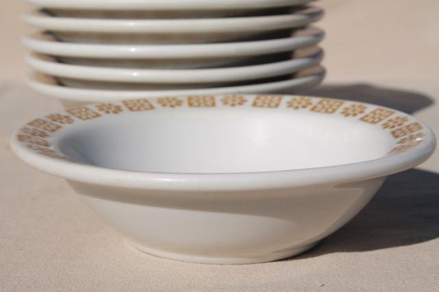 photo of vintage Shenango restaurant china soup or oatmeal bowls, gold daisy border pattern #4