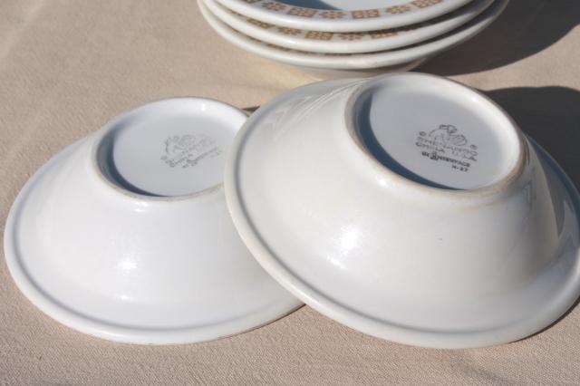 photo of vintage Shenango restaurant china soup or oatmeal bowls, gold daisy border pattern #5