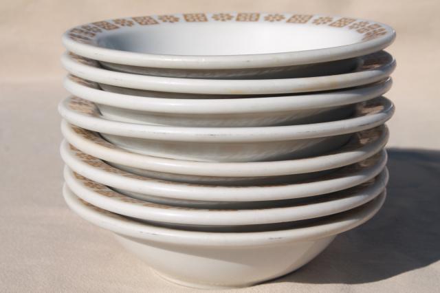 photo of vintage Shenango restaurant china soup or oatmeal bowls, gold daisy border pattern #6