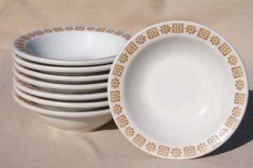 catalog photo of vintage Shenango restaurant china soup or oatmeal bowls, gold daisy border pattern