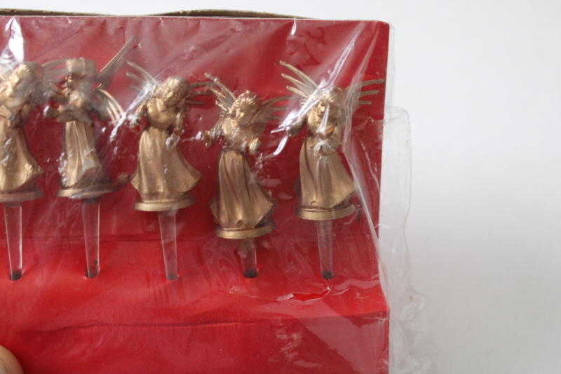 photo of vintage Shiny Brite sealed package gold plastic angels miniature ornament decorations  #3