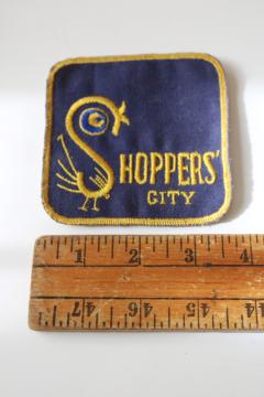 vintage Shopper's City logo sew on patch uniform badge Minnesota department store advertising 1960s 