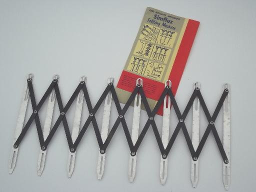 photo of vintage Simflex folding measure, sewing tool also for drafting or lettering #1