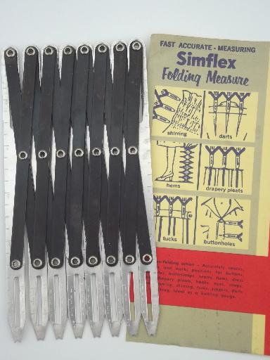 photo of vintage Simflex folding measure, sewing tool also for drafting or lettering #2