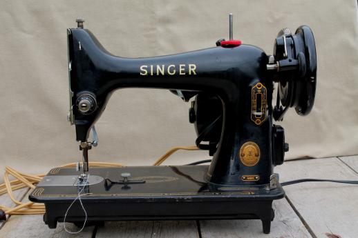 photo of vintage Singer 99k sewing machine, electric mid century sewing machine w/ attachments #12