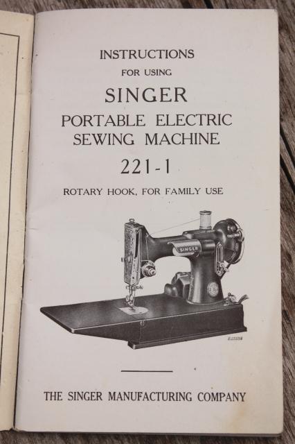 photo of vintage Singer featherweight sewing machine, 1946 Singer 221-1  portable w/ case & attachments #7