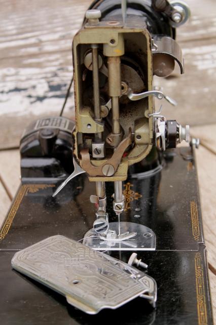 photo of vintage Singer featherweight sewing machine, 1946 Singer 221-1  portable w/ case & attachments #21