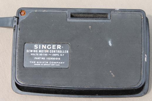 photo of vintage Singer sewing machine foot peddle control, Singer PN 102950-016 w/ 3 pin connector #4