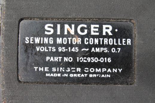 photo of vintage Singer sewing machine foot peddle control, Singer PN 102950-016 w/ 3 pin connector #5