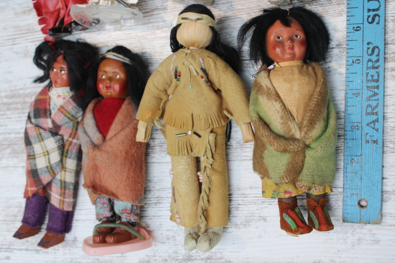 photo of vintage Skookum dolls & other Native American dolls, 1940s & 50s doll collection souvenir Cowboy & Indians lot  #2