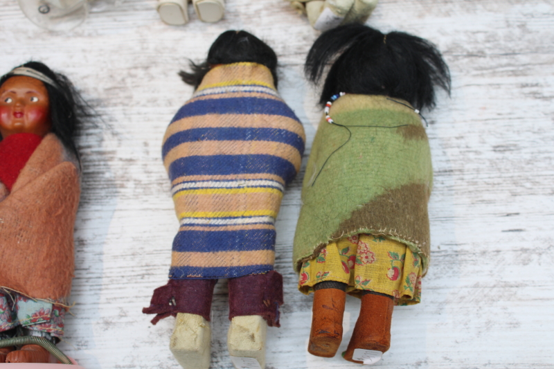 photo of vintage Skookum dolls & other Native American dolls, 1940s & 50s doll collection souvenir Cowboy & Indians lot  #5
