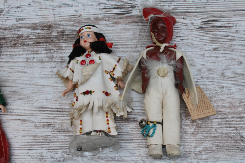 photo of vintage Skookum dolls & other Native American dolls, 1940s & 50s doll collection souvenir Cowboy & Indians lot  #8