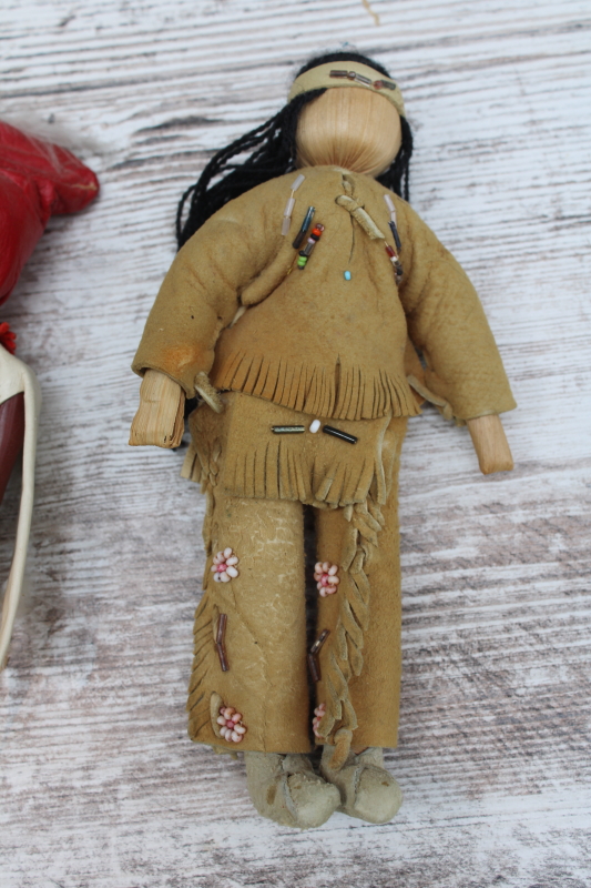 photo of vintage Skookum dolls & other Native American dolls, 1940s & 50s doll collection souvenir Cowboy & Indians lot  #10