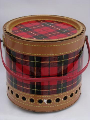 photo of vintage Skotch plaid red tartan tailgating picnic grill for charcoal #2