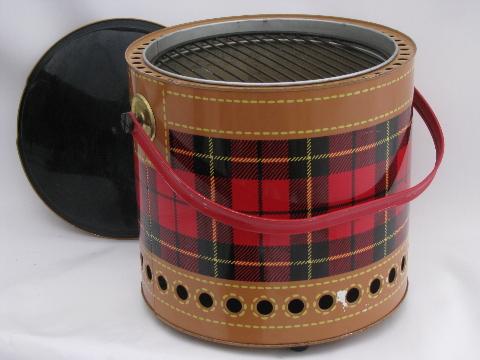 photo of vintage Skotch plaid red tartan tailgating picnic grill for charcoal #3