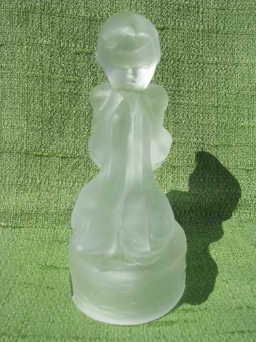 photo of vintage Smith label art glass figurine, crystal Little Goose Girl #2